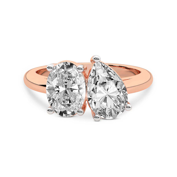 14kt Rose Gold Violeta Two Stone Oval and Pear Toi Et Moi Lab Grown Diamond Ring (1 Ct. Tw.) front image