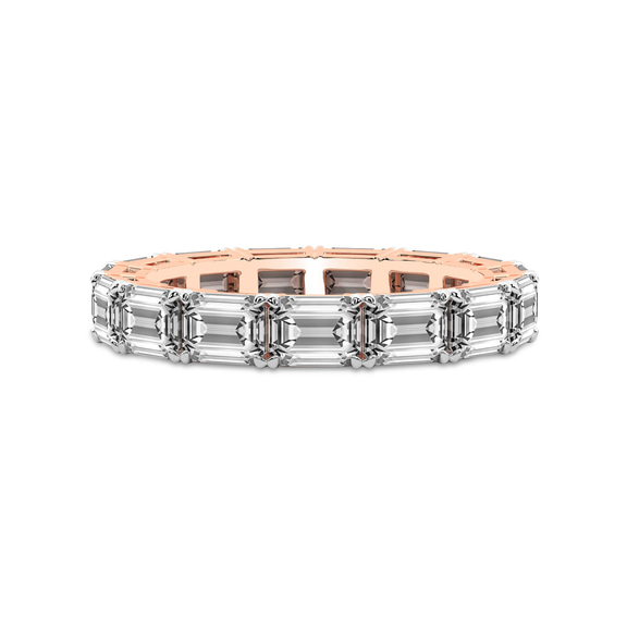 9ct Rose Gold Maven Emerald Lab Diamond Eternity Ring (7 Ct. Tw.) front image