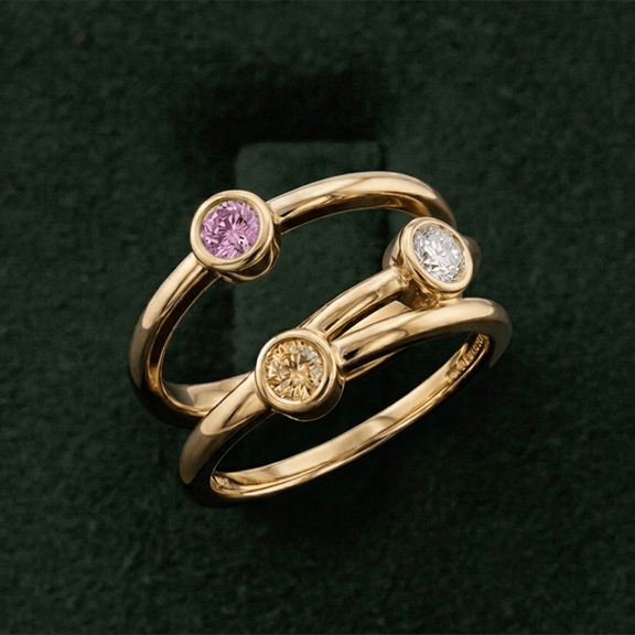 9ct Rose Gold Shooting Stars Colored Lab Diamond Ring (2 Ct. Tw.) color product image two