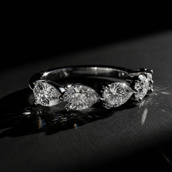 Platinum Penelope Pear Lab Diamond Anniversary Band (1/2 Ct. Tw.) color product image one