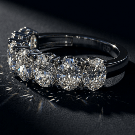 Platinum Blanca Oval Lab Diamond Anniversary Band (4 Ct. Tw.) color product image two