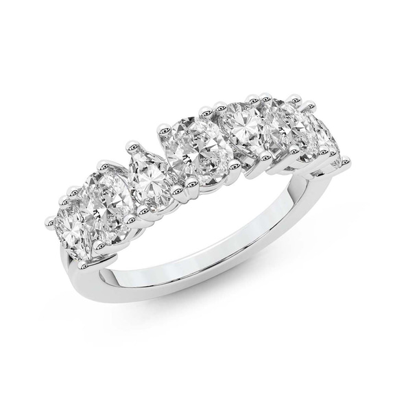14ct White Gold Elara Oval and Pear Lab Diamond Anniversary Band (2 Ct. Tw.) right