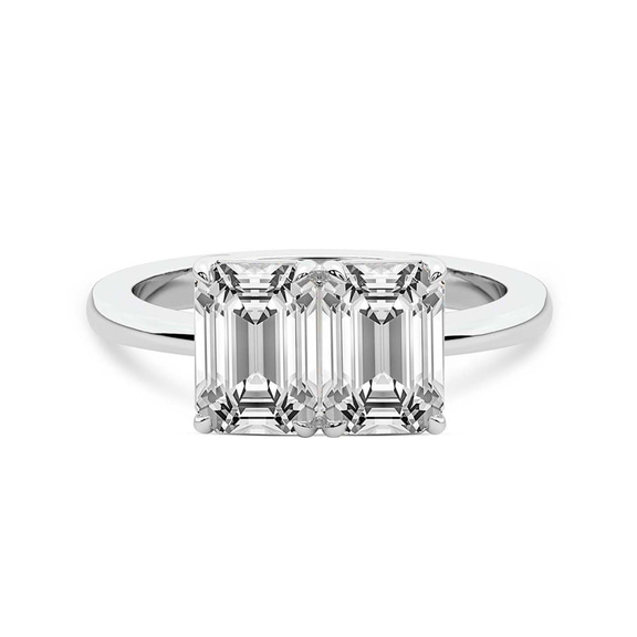 10kt White Gold Itzel Two Stone with Both Emeralds Toi Et Moi Lab Grown Diamond Ring (1 Ct. Tw.) front image