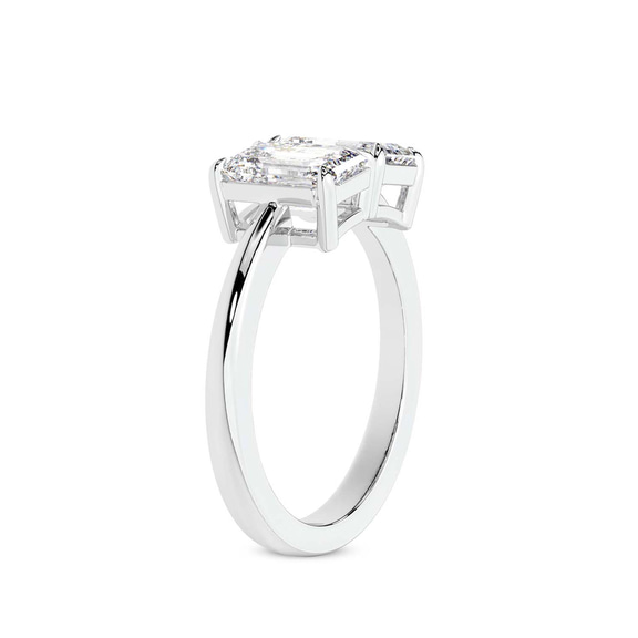 10kt White Gold Itzel Two Stone with Both Emeralds Toi Et Moi Lab Grown Diamond Ring (1 Ct. Tw.) left