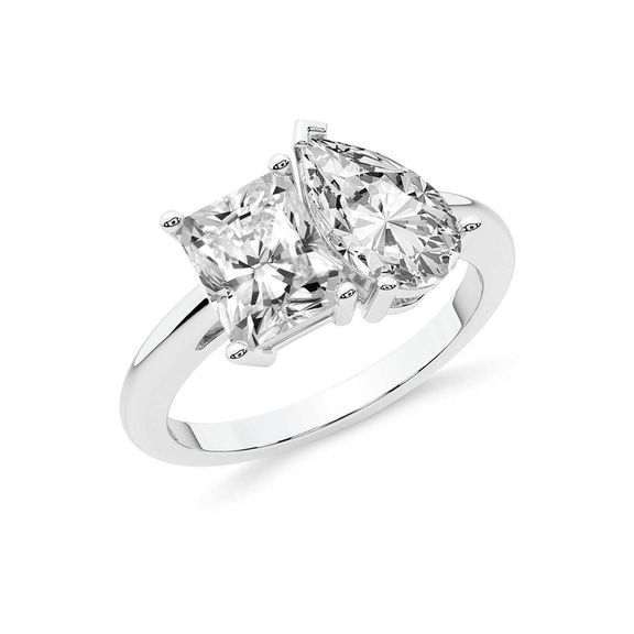 10kt White Gold Malena Two Stone Radiant and Pear Toi Et Moi Lab Grown Diamond Ring (1 Ct. Tw.) side right image one