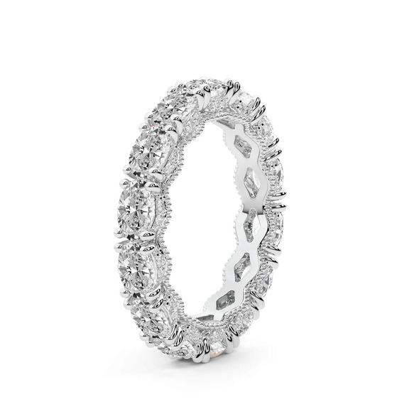 9ct White Gold Kendall Oval Milgrain Lab Diamond Eternity Ring (2 Ct. Tw.) left