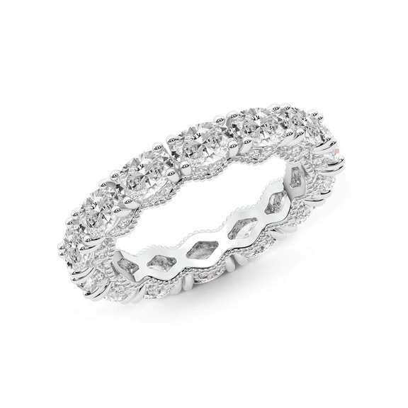 9ct White Gold Kendall Oval Milgrain Lab Diamond Eternity Ring (2 Ct. Tw.) right