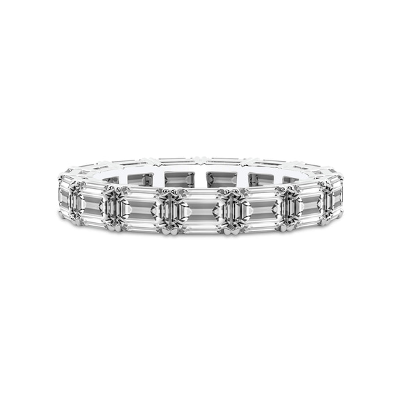9ct White Gold Maven Emerald Lab Diamond Eternity Ring (4 Ct. Tw.) front image