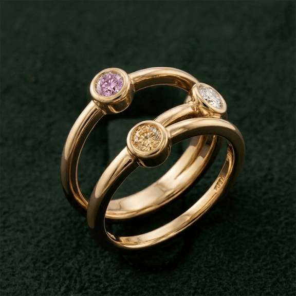 14ct White Gold Shooting Stars Colored Lab Diamond Ring (2 Ct. Tw.) color product image one