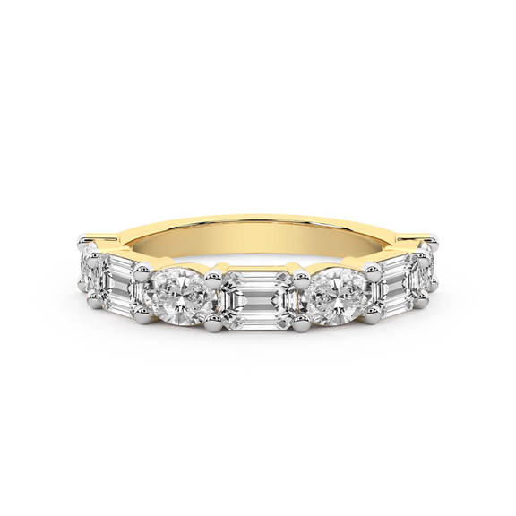 14kt Yellow Gold Rania Emerald and Oval Lab Diamond Anniversary Band (1 Ct. Tw.) front image