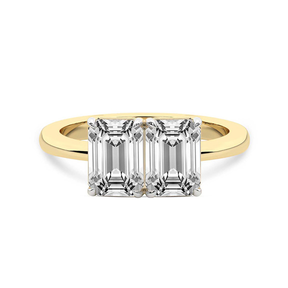 10kt Yellow Gold Itzel Two Stone with Both Emeralds Toi Et Moi Lab Grown Diamond Ring (1 Ct. Tw.) front image
