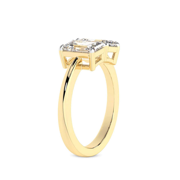 10kt Yellow Gold Itzel Two Stone with Both Emeralds Toi Et Moi Lab Grown Diamond Ring (1 Ct. Tw.) left