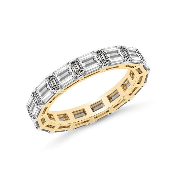9ct Yellow Gold Maven Emerald Lab Diamond Eternity Ring (7 Ct. Tw.) right