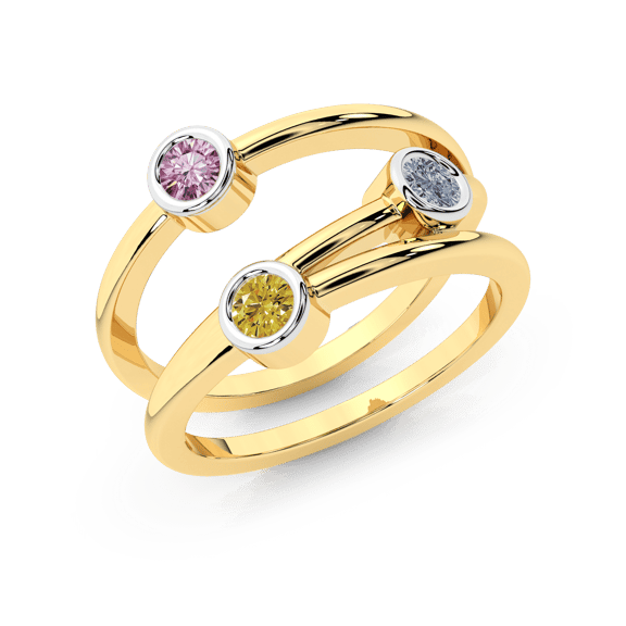 18ct Yellow Gold Shooting Stars Colored Lab Diamond Ring (2 Ct. Tw.) front image