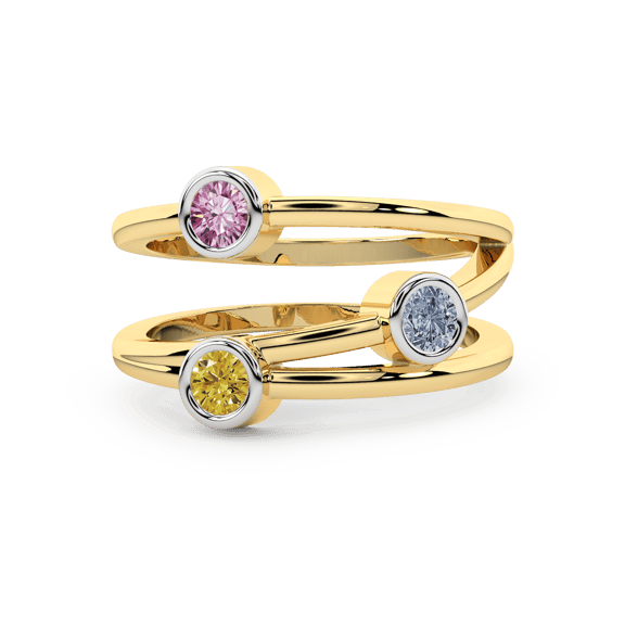 18ct Yellow Gold Shooting Stars Colored Lab Diamond Ring (2 Ct. Tw.) side right image one