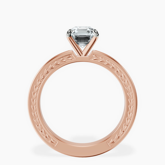 10kt Rose Gold Ivory Vintage Solitaire Lab Diamond Ring side right image one