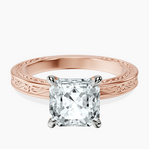 10kt Rose Gold Ivory Vintage Solitaire Lab Diamond Ring front image