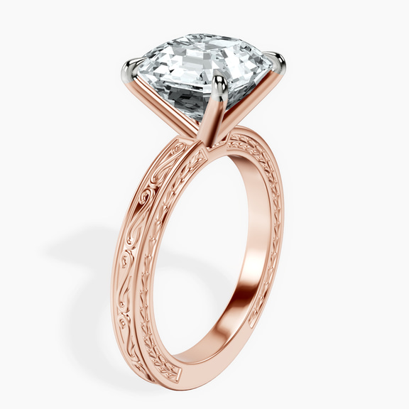 14kt Rose Gold Ivory Vintage Solitaire Lab Diamond Ring standing product image one