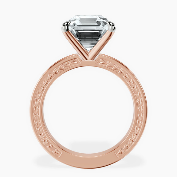 14kt Rose Gold Ivory Vintage Solitaire Lab Diamond Ring side right image one