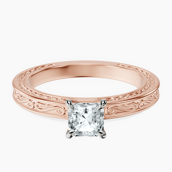18kt Rose Gold Ivory Vintage Solitaire Lab Diamond Ring front image