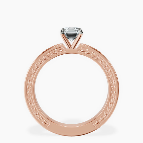 18kt Rose Gold Ivory Vintage Solitaire Lab Diamond Ring side right image one