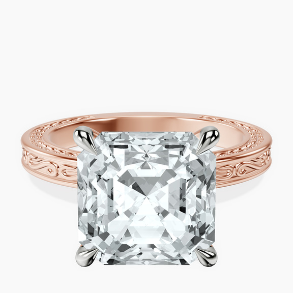 14kt Rose Gold Ivory Vintage Solitaire Lab Diamond Ring front image