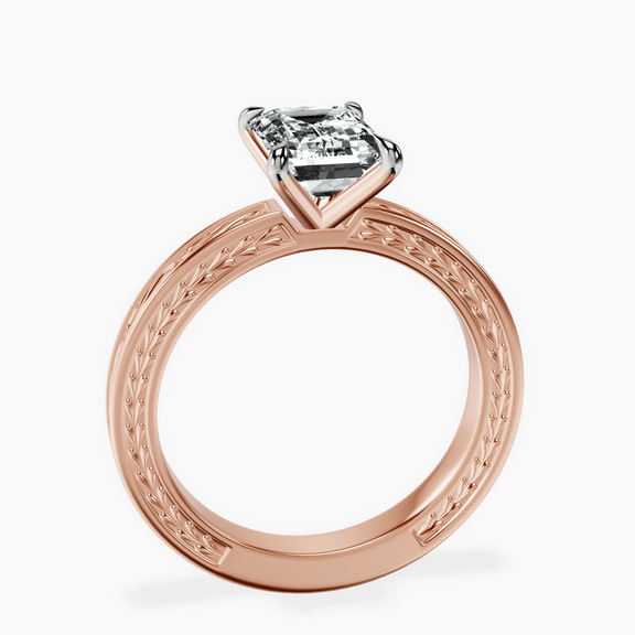 10ct Rose Gold Ivory Vintage Solitaire Lab Diamond Ring side right image one