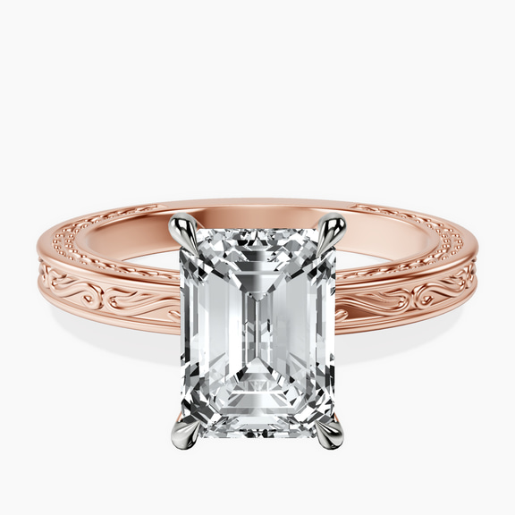 10kt Rose Gold Ivory Vintage Solitaire Lab Diamond Ring front image