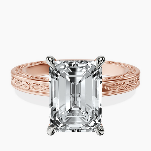 14kt Rose Gold Ivory Vintage Solitaire Lab Diamond Ring front image