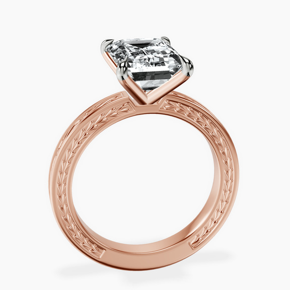 14kt Rose Gold Ivory Vintage Solitaire Lab Diamond Ring side right image one
