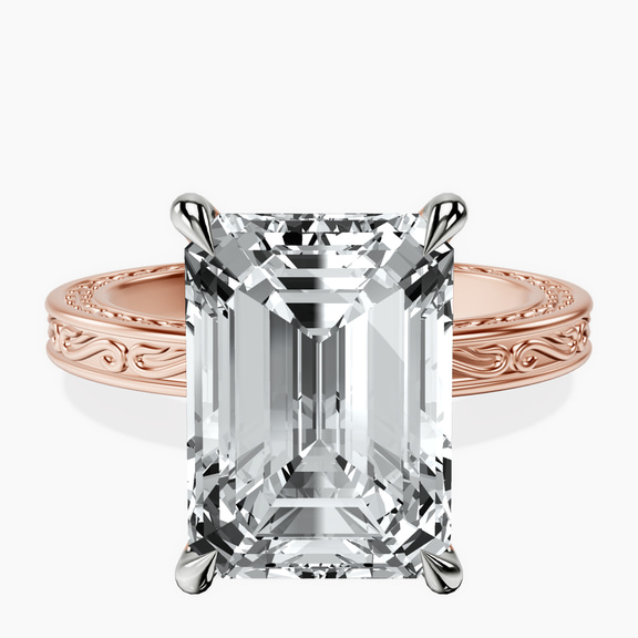 14kt Rose Gold Ivory Vintage Solitaire Lab Diamond Ring front image