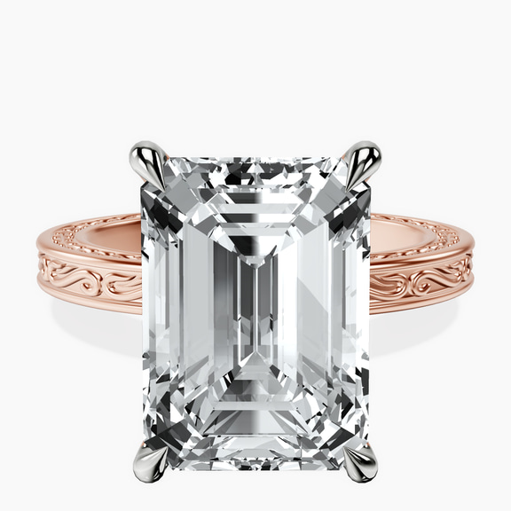 18kt Rose Gold Ivory Vintage Solitaire Lab Diamond Ring front image