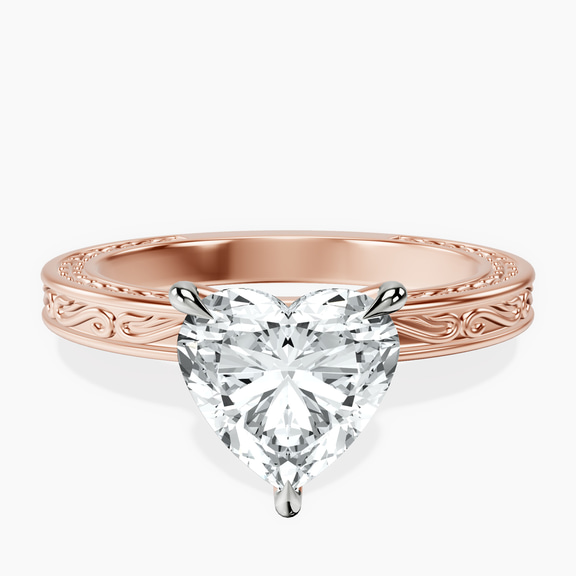 9ct Rose Gold Ivory Vintage Solitaire Lab Diamond Ring front image