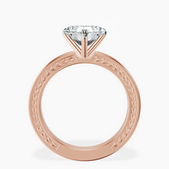 14ct Rose Gold Ivory Vintage Solitaire Lab Diamond Ring side right image one