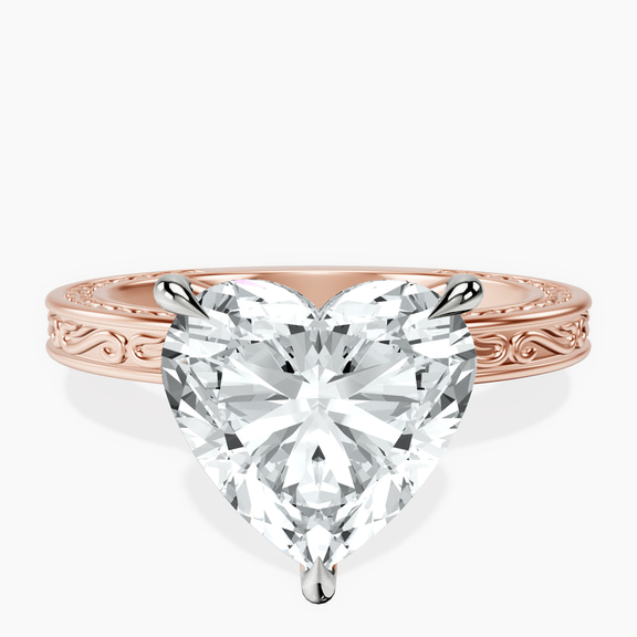 10kt Rose Gold Ivory Vintage Solitaire Lab Diamond Ring front image