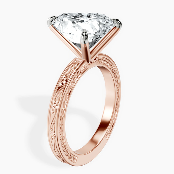 10kt Rose Gold Ivory Vintage Solitaire Lab Diamond Ring standing product image one