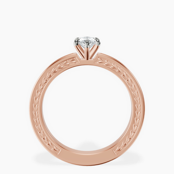 10kt Rose Gold Ivory Vintage Solitaire Lab Diamond Ring side right image one
