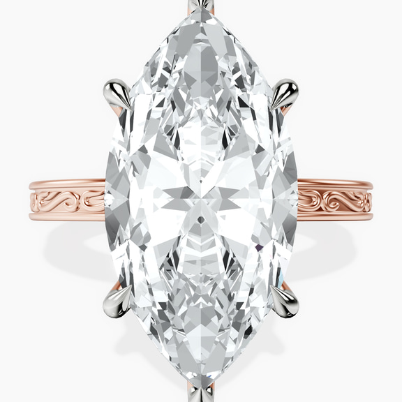 14kt Rose Gold Ivory Vintage Solitaire Lab Diamond Ring front image