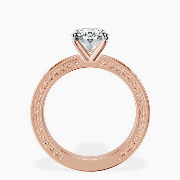 14kt Rose Gold Ivory Vintage Solitaire Lab Diamond Ring side right image one