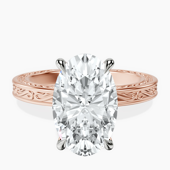 18kt Rose Gold Ivory Vintage Solitaire Lab Diamond Ring front image