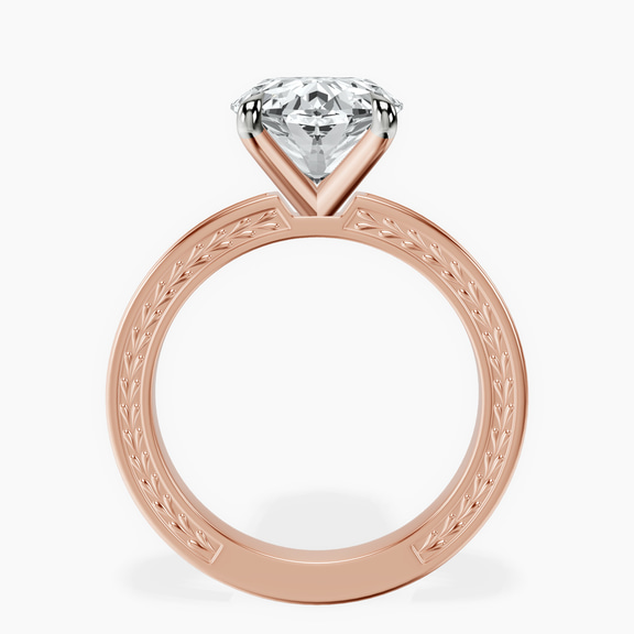 10kt Rose Gold Ivory Vintage Solitaire Lab Diamond Ring side right image one