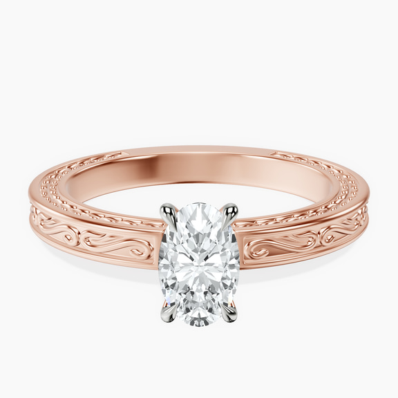 14kt Rose Gold Ivory Vintage Solitaire Lab Diamond Ring front image
