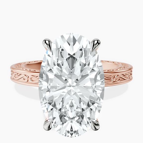 18kt Rose Gold Ivory Vintage Solitaire Lab Diamond Ring front image