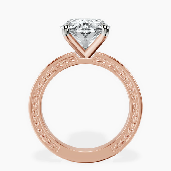 18kt Rose Gold Ivory Vintage Solitaire Lab Diamond Ring side right image one