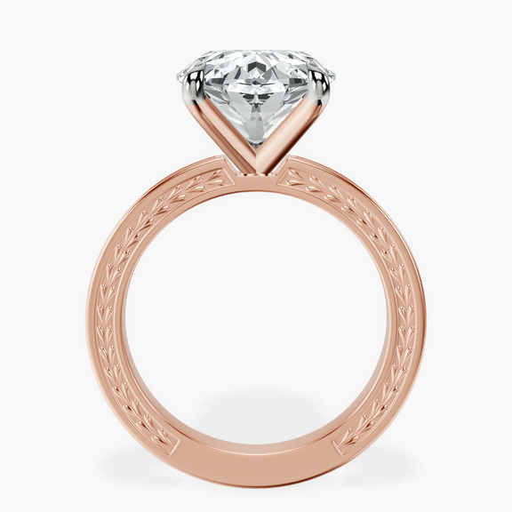 14kt Rose Gold Ivory Vintage Solitaire Lab Diamond Ring side right image one