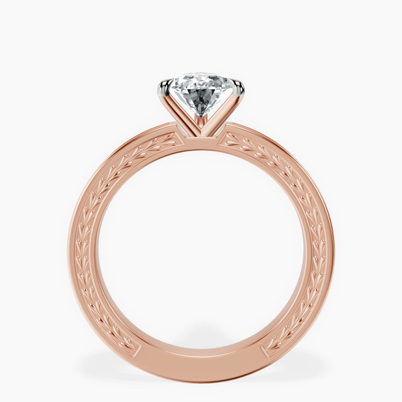 14kt Rose Gold Ivory Vintage Solitaire Lab Diamond Ring side right image one
