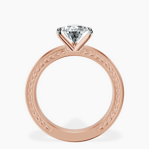 14ct Rose Gold Ivory Vintage Solitaire Lab Diamond Ring side right image one