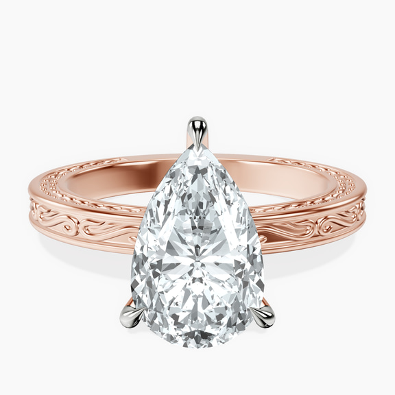 18kt Rose Gold Ivory Vintage Solitaire Lab Diamond Ring front image