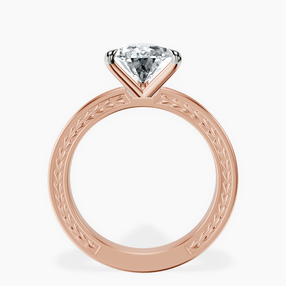 18kt Rose Gold Ivory Vintage Solitaire Lab Diamond Ring side right image one