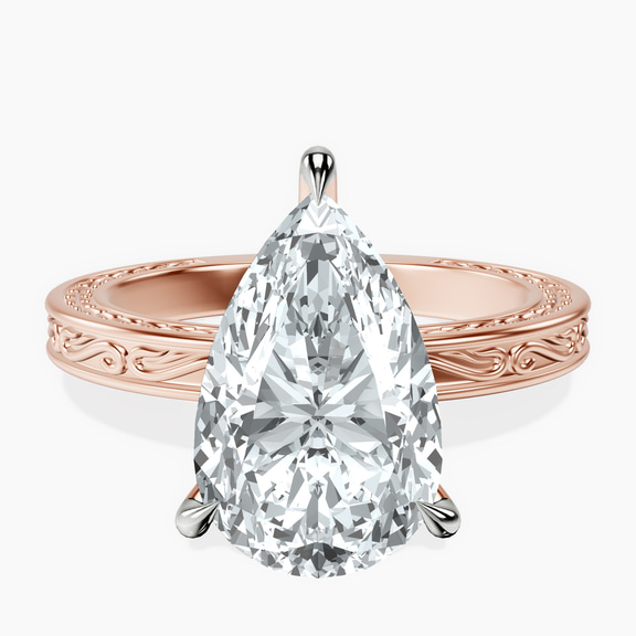 10kt Rose Gold Ivory Vintage Solitaire Lab Diamond Ring front image